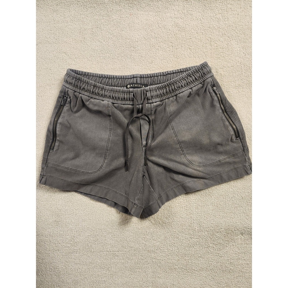 Athleta Grey Shorts Drawstring Pockets Casual Comfy Size 6 Stretch Walk